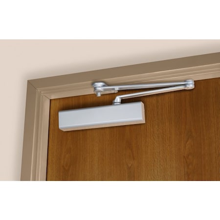 Norton Door Controls CloserPlus Spring Arm Adjustable Surface Mount Door Closer with Full Cover and Sex Nuts Aluminum CLP8501T689